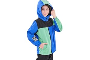 NATUST Boys Girls Lightweight Rain Jacket Mesh Lined Hooded Raincoat Water-Resistant Windbreaker for Kids