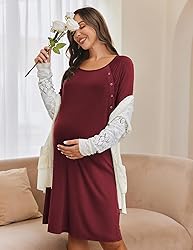 Ekouaer Womens Nursing Nightgown Side Open Delivery