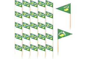 50pcs Golf Themed Toothpick Flags, Hole ONE Golf Cocktail Picks Double Printed Toothpick Flags for Food Mini Cupcake Toppers 