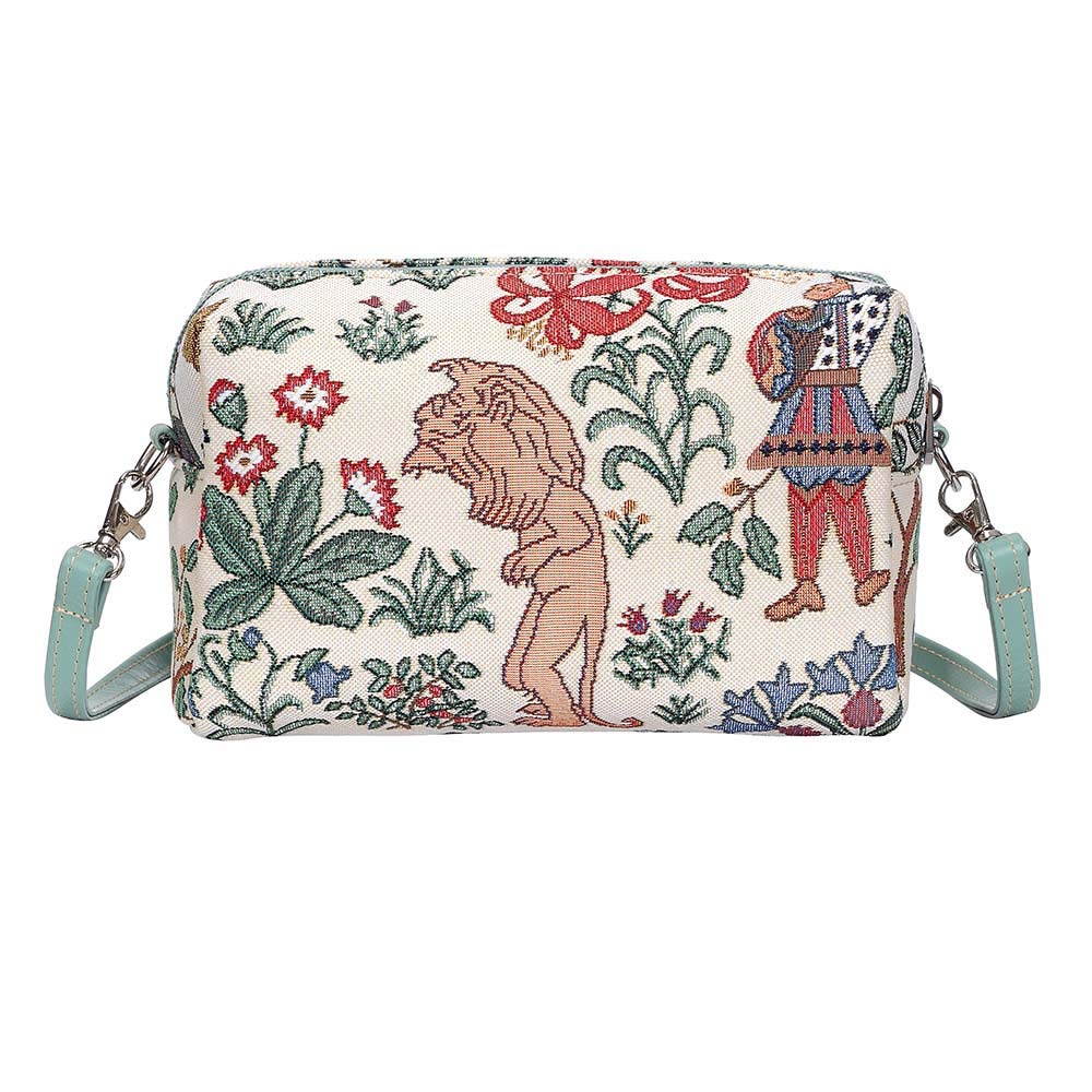 Signare Tapestry Small Crossbody Bag for Women pouch Bag with Floral and Garden Design (Alice in Wonderland, HPBG-ALICE)