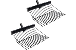 Yonynise 2 Pcs Metal Fork Head,Manure Fork Pitch Fork Replacement Head Horse Manure Fork with 18 Angled Tines for Horse Stall