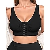 Easybunny Front Closure Minimizer Bras for Women Post Surgery Mastectomy Compression Bra with Adjustable Straps Non Padding