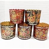 15oz Kulich Mold Easter Bread Paper Mold Paska |12 pcs| Easter Bread Forms - Panettone Paper Baking Molds Universal - Brown Design W 5.1 x H 3.35-In (P130-85)