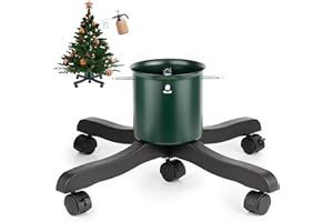 GUUG Live Christmas Tree Stand : Real Christmas Tree Stand Base With Wheels Movable Adjustable up to 6.5ft Hold 0.53gal Water Reservoir Goodjob Green