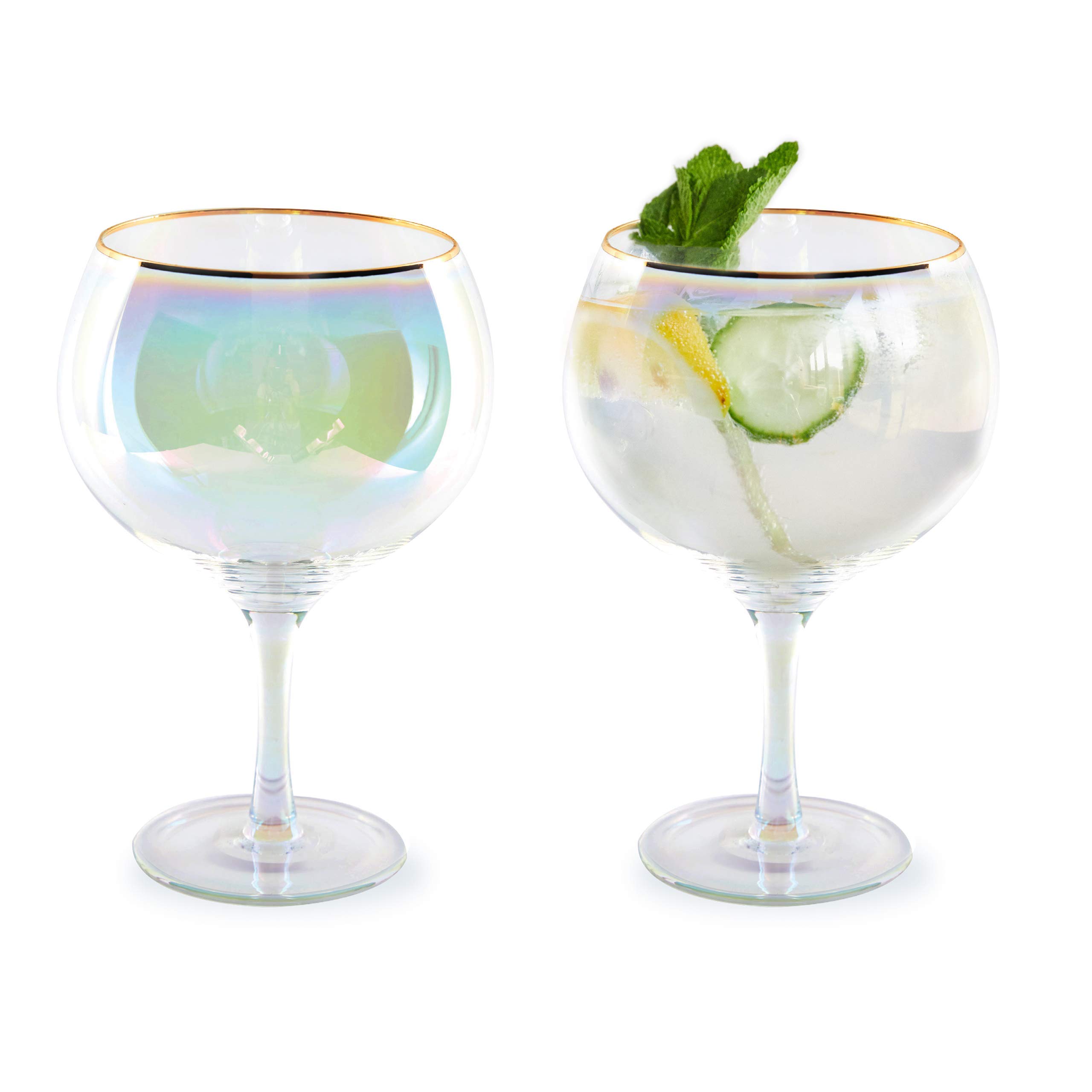 Root7 Gin Glasses | Hand - Blown, Rainbow Tinted Gin Glass | Gift Boxed | Beautiful Cocktail Glasses, Perfect Gin Gift for Women, Copa de Balon Glasses Set of 2, 750 ml