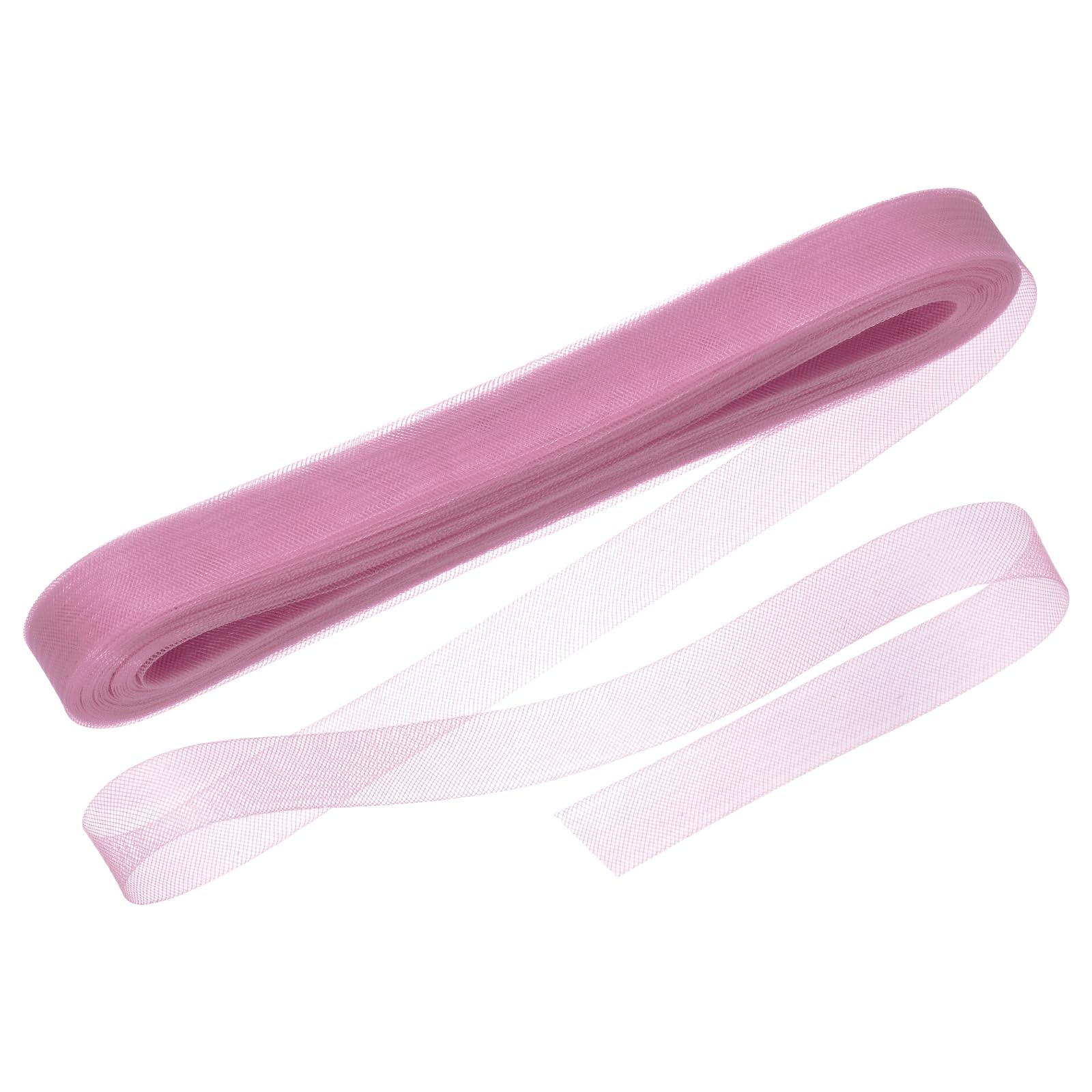 M METERXITY Stiff Horsehair Braid 1 Inch Wide 25 Yards Soft Polyester Horsehair Braid Roll for Wedding Dress/Dance Formal Dress Accessories/Skirt Boning Sewing Shaping [Old Pink]