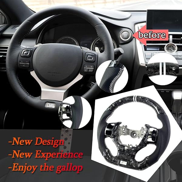 CAR STEERING WHEEL FOR LEXUS IS RCF SPORT CARBON FIBER STEERING WHEEL 2014 2015 2016 2017 2018 2019 2020 2021 20222 2023 2024 (SILVER FORGED CARBON FIBER + PERFORATED LEATHER)