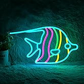 Noasktt Butterfly Fish Neon Sign Ocean Tropical Fish Animal Neon Sign Sea Art Led Light for Resturant Signage Shop Home Wall 