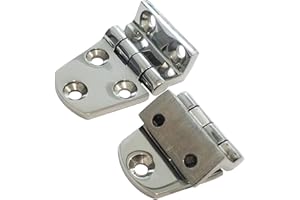 Pair of Marine Grade316 Stainless Steel Mirror Polished Cast Offset Short Side Hinges for Boat, RVs