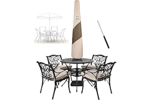HAMLER Patio Umbrella Parasol Cover - Waterproof Outdoor Offset Banana/Market Style Brown Umbrella Cover (Market-113H x 35DIA inch)