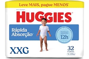 Huggies Rápida Absorção Fralda Descartável, Absorção Em Segundos - 32 UN