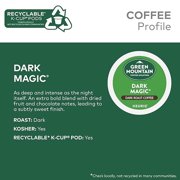 GREEN MOUNTAIN COFFEE ROASTERS DARK MAGIC, SINGLE-SERVE KEURIG K-CUP PODS, DARK ROAST COFFEE PODS, 48 COUNT (2 PACKS OF 24)