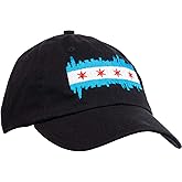 Ann Arbor T-shirt Co. Chicago City Flag Skyline | Chi Pride Baseball Hat Men Women 312 Dad Black Cap