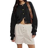 Cardigan Sweaters for Women,Long Sleeve Button Down Lightweight Cropped Short Cardigan