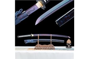 TUONEX Dragon Katana Sword Real-Clay Tempered 1060 High Steel, Authentic Handmade Full Tang Sharp Japanese Samurai Sword for 