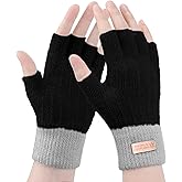 LADES Fingerless Gloves for Women Warm - Winter Thermal Gloves Knitted Soft Half Fingers Mittens for Driving Working Typing