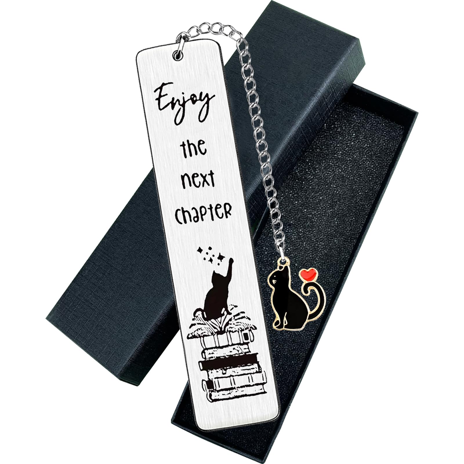 Personalised Bookmarks for Women, Cute Inspirational Reading Gifts - Mum’s Day Gifts for Male Female (Cat Pendant)