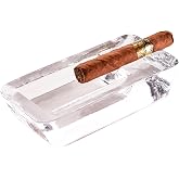 The Buybox Cigar Ashtray Big Ashtrays for Cigarettes Outdoors Large Heavy Glass for Patio/Outdoors/Cigars Ash Tray Large Giant Luxury Premium Cigarette Ashtrays for Outdoor (Rectangular)