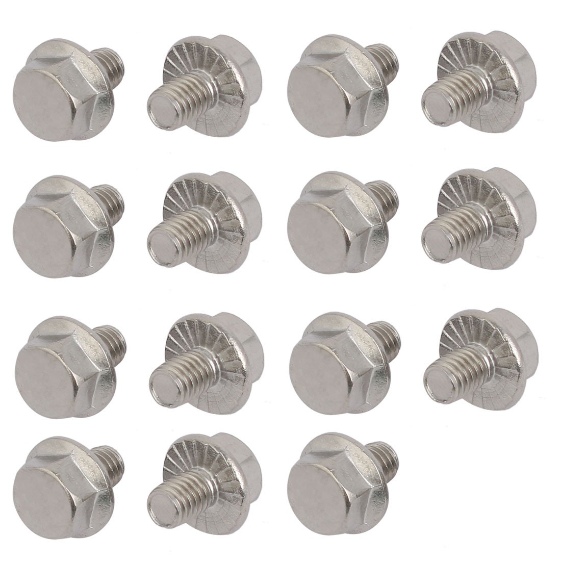 Sourcingmap M6x8mm Thread 304 Stainless Steel Hex Head Serrated Flange Screw Bolt 15pcs