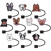 10Pcs Cute Dogs Straw Toppers for Stanley Cups, 10mm Lovely Animals Silicone Covers fit 30&40 Oz Tumbler with Handle, Reusable Straws Cover Cap for Stanley Tumblers Accessories Pack 1