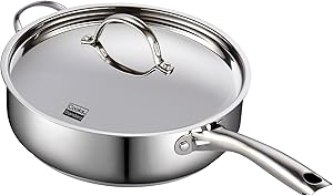 Cooks Standard Classic Stainless Steel Deep Lid 5 Quart/11-Inch Saute Pan, 5 Quart, Silver