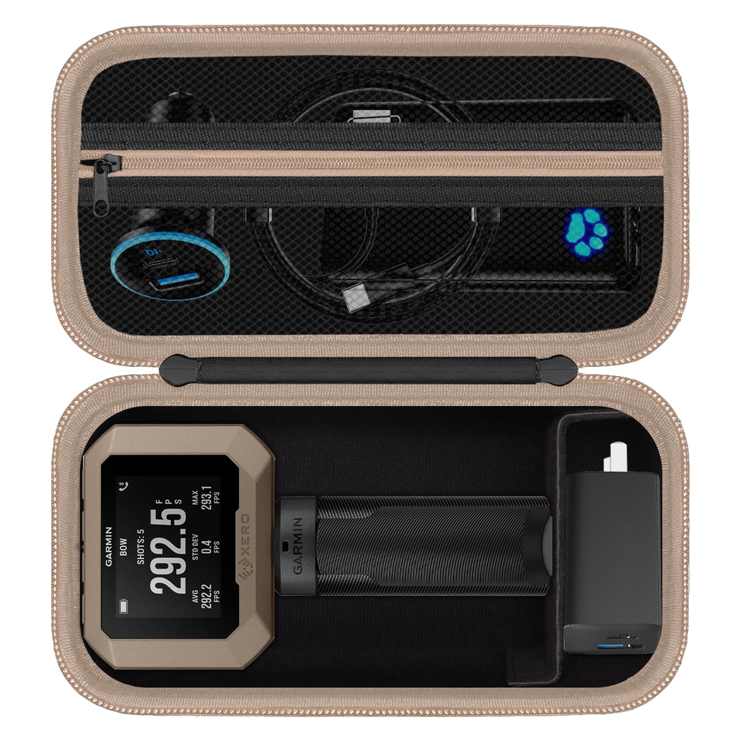 Photo 1 of HESPLUS Travel Carrying Case for Garmin Xero C1 Pro Compact Chronograph for Range Shooting, Chronograph Compact Storage Bag Organizer with Mesh Pocket Fits Charging, Adapters, Tripod, Blackgray