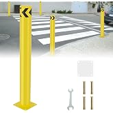 Nilight 42 Inch Steel Safety Bollard Post, High Visibility, 1-Pack | Heavy Duty Steel Construction, with Reflective Strips, Ideal for Parking Lots, Driveways, Warehouses and Restricted Areas