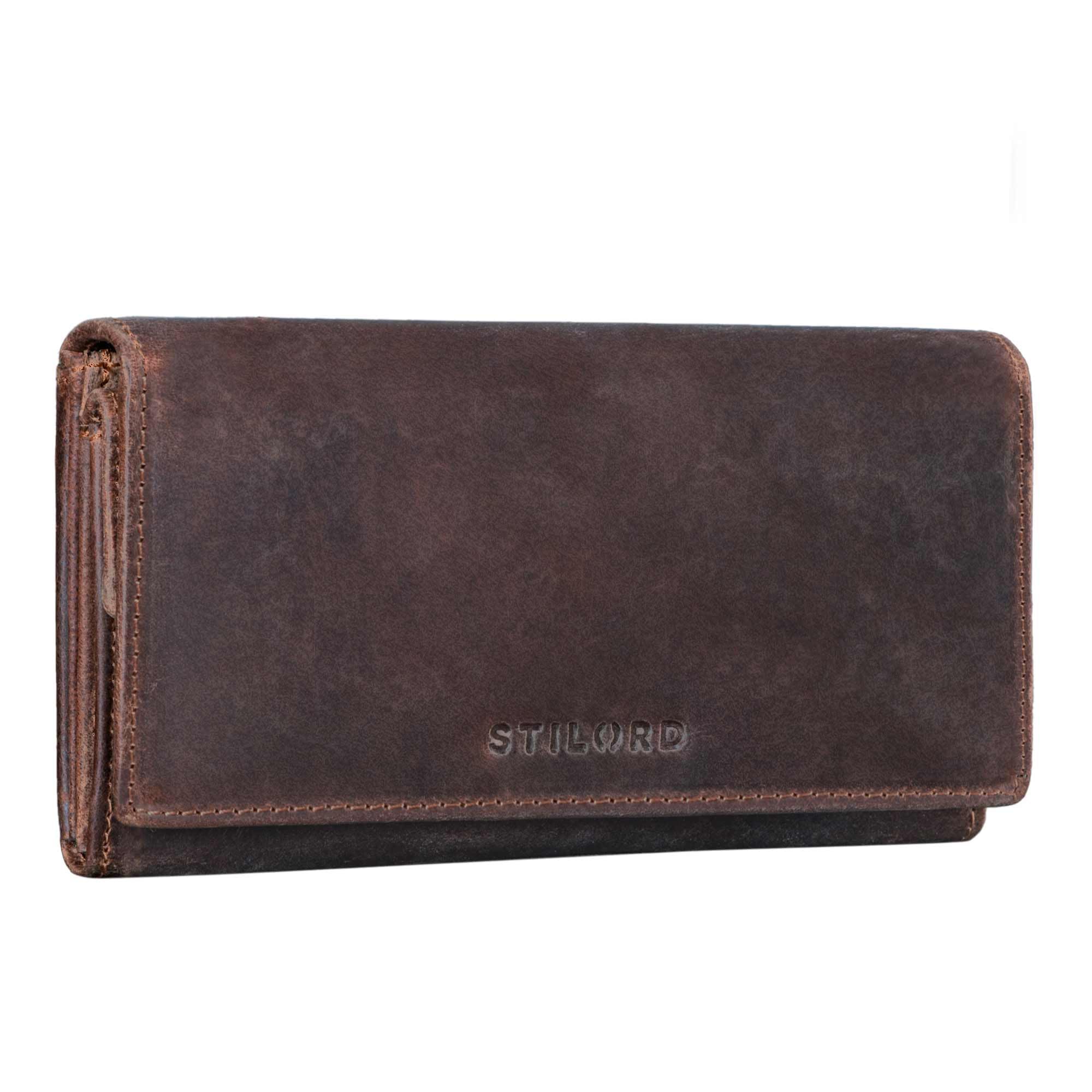 STILORD 'Marquesa' Women's Leather Wallet RFID Protection - Large Vintage Purse with NFC Blocker, Many Compartments, Genuine Leather Gift Box, Colour:Granada - Brown