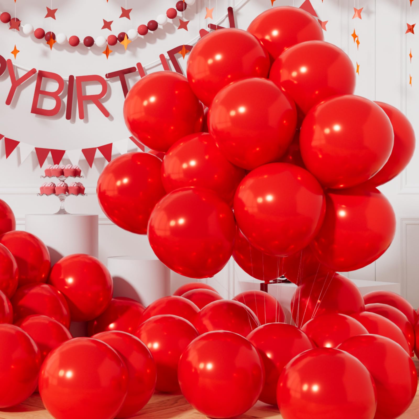 Photo 1 of AULE Red Balloons 12 inch 50 Pcs Latex Balloons Helium Shiny Thicken Balloon Perfect Party Decoration for Wedding Birthday Baby Shower Graduation Carnival