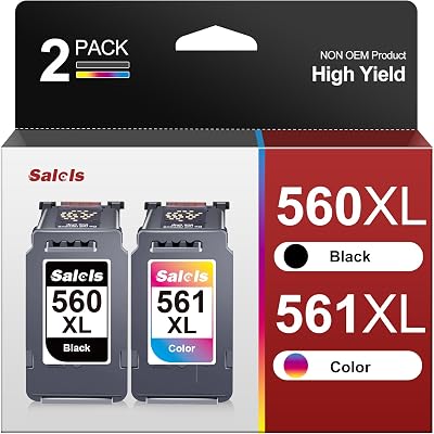 Salols 560 561XL Ink Cartridges for Canon Pixma TS5350 TS7450 TS7451 2 Pack