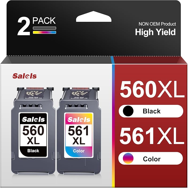 Salols 560 561XL Ink Cartridges for Canon Pixma TS5350 TS7450 TS7451 2 Pack