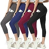 MaaGcc High Waisted Yoga Leggings for Women 4 Pack - Tummy Control Workout Capris with Pockets