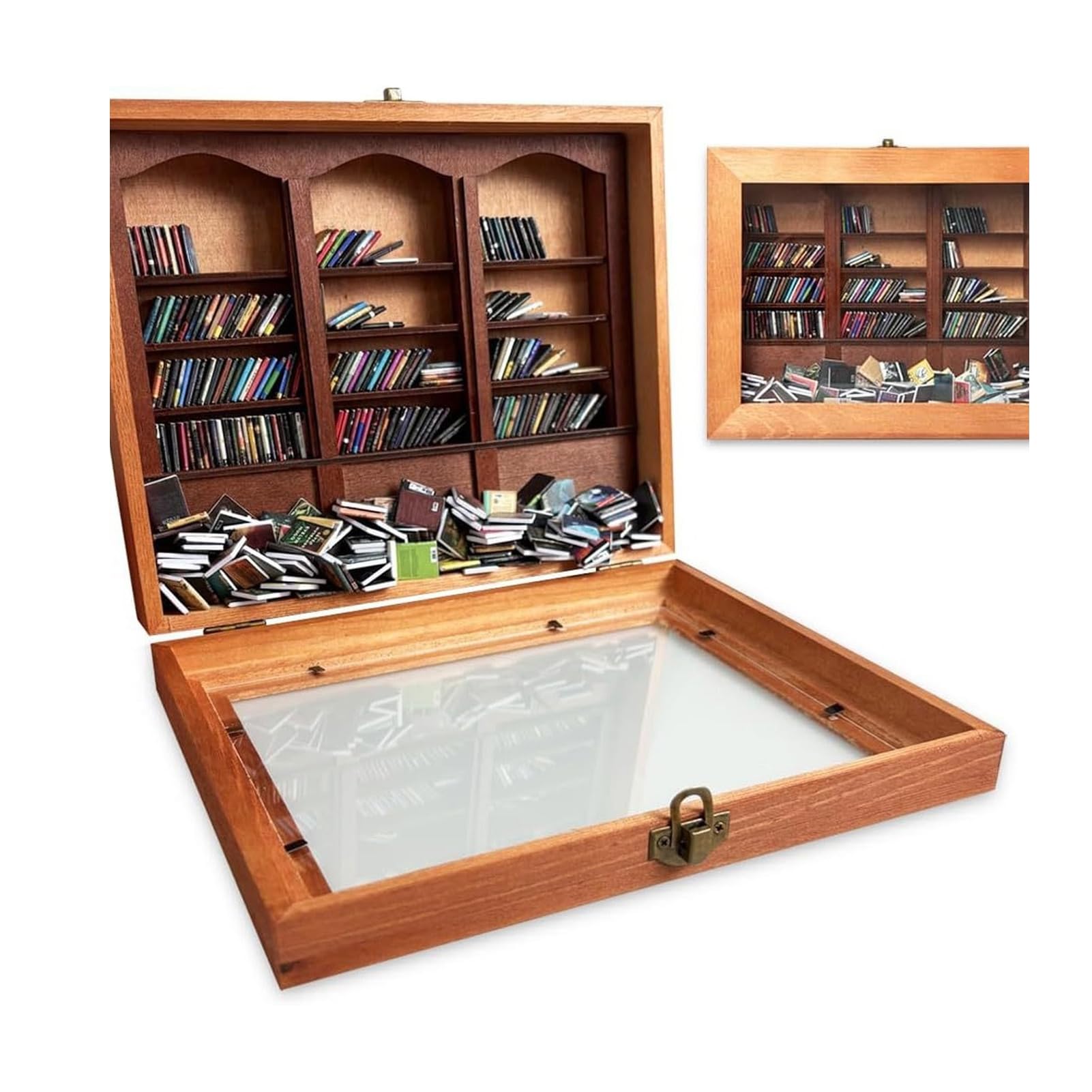 Yunir Stress Relief, Miniature Bookboxes, Display Case, Bookcase Against Anxiety, Bookcase Toy Against Anxiety, for Living Room Desk Decoration (Bookshelf +