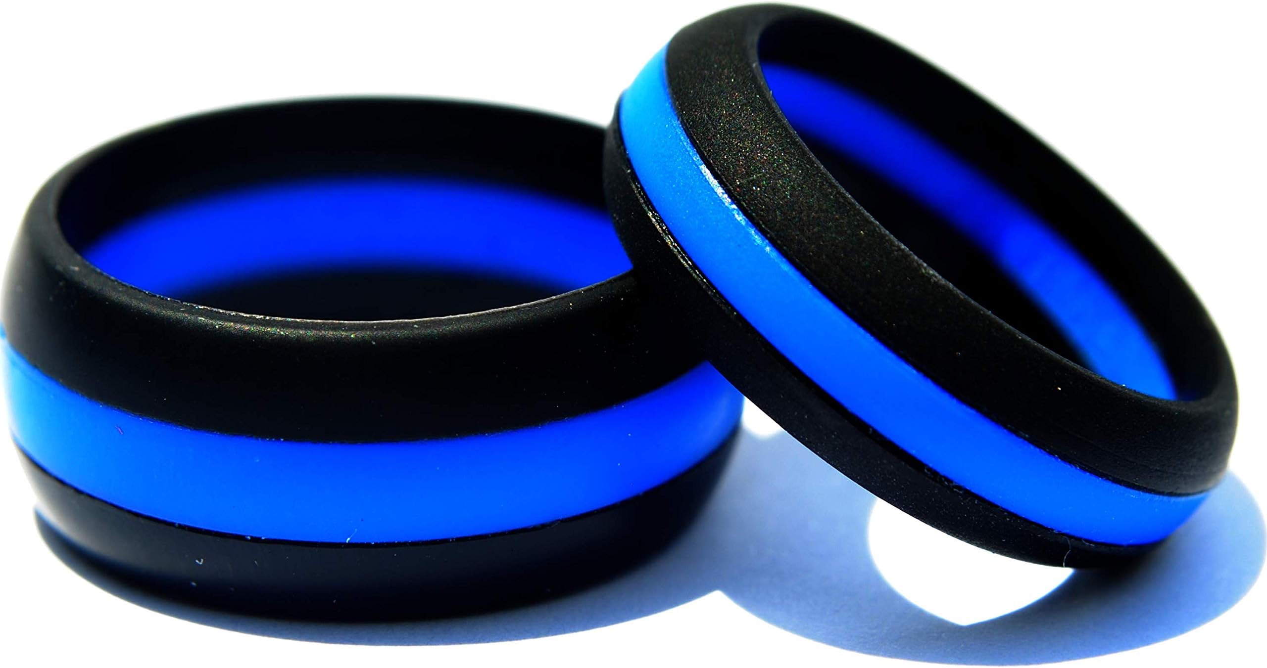 Arthletic Silicone Wedding Ring His & Hers Set - 2 Pack Thin Blue Line Rubber Wedding Band Set - (Blue Line, Red Line, Camo)