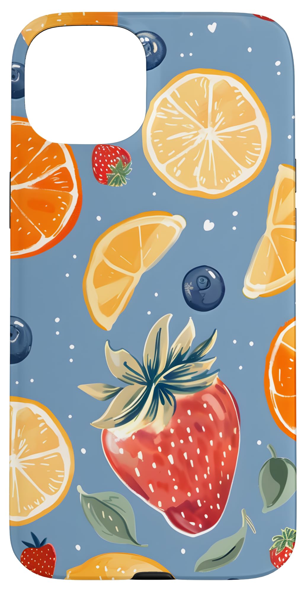 Fruit, Citrus Pattern & Berries, Summer, Orange & Strawberry Case for iPhone 15 Plus