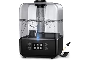 MIKIKIN Humidifiers for Bedroom, Cool Mist Humidifiers for Large Room Home Baby, 5L Top Fill Ultrasonic Air Humidifier Quiet for Plants with Essential Oil Diffuser, Rotatable Nozzle - Black