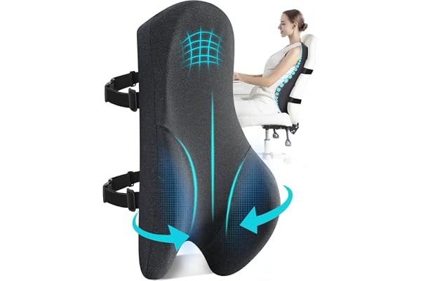 Lumbar Support Pillow for Office Chair Long Back Support Pillow for Comfort,Back Pain Relief Promotes Posture- Memory Foam Ba