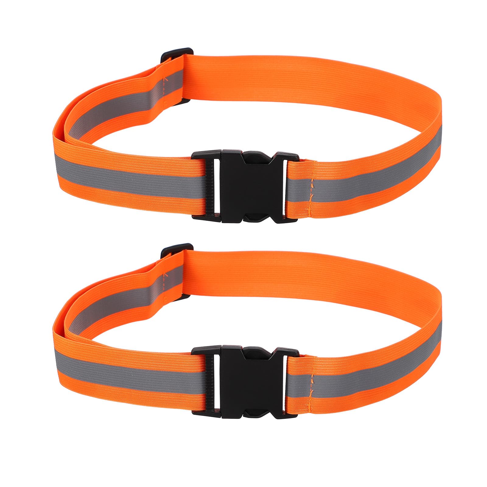 PATIKIL Adjustable Reflective Running Belt 1.5 Inch, 2 Pcs Glow Pt Belt Sash for Cycling Walking Motorcycle Gear, Red-Orange