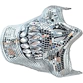 BUBEFSKD Sparkling Discos Effect Crystal Skull Half Face Fashion Party Suitable For Masquerade Balls And Celebrations Reflective Skull