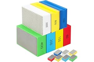 Dimsile 7 Pcs Diamond Hand Polishing Pads 60/100/200/400/800/1500/3000 Grit Diamond Sanding Pads Wet and Dry Sanding Block with Sponge Backing for Glass Tile Stone Concrete Granite Marble Ceramics