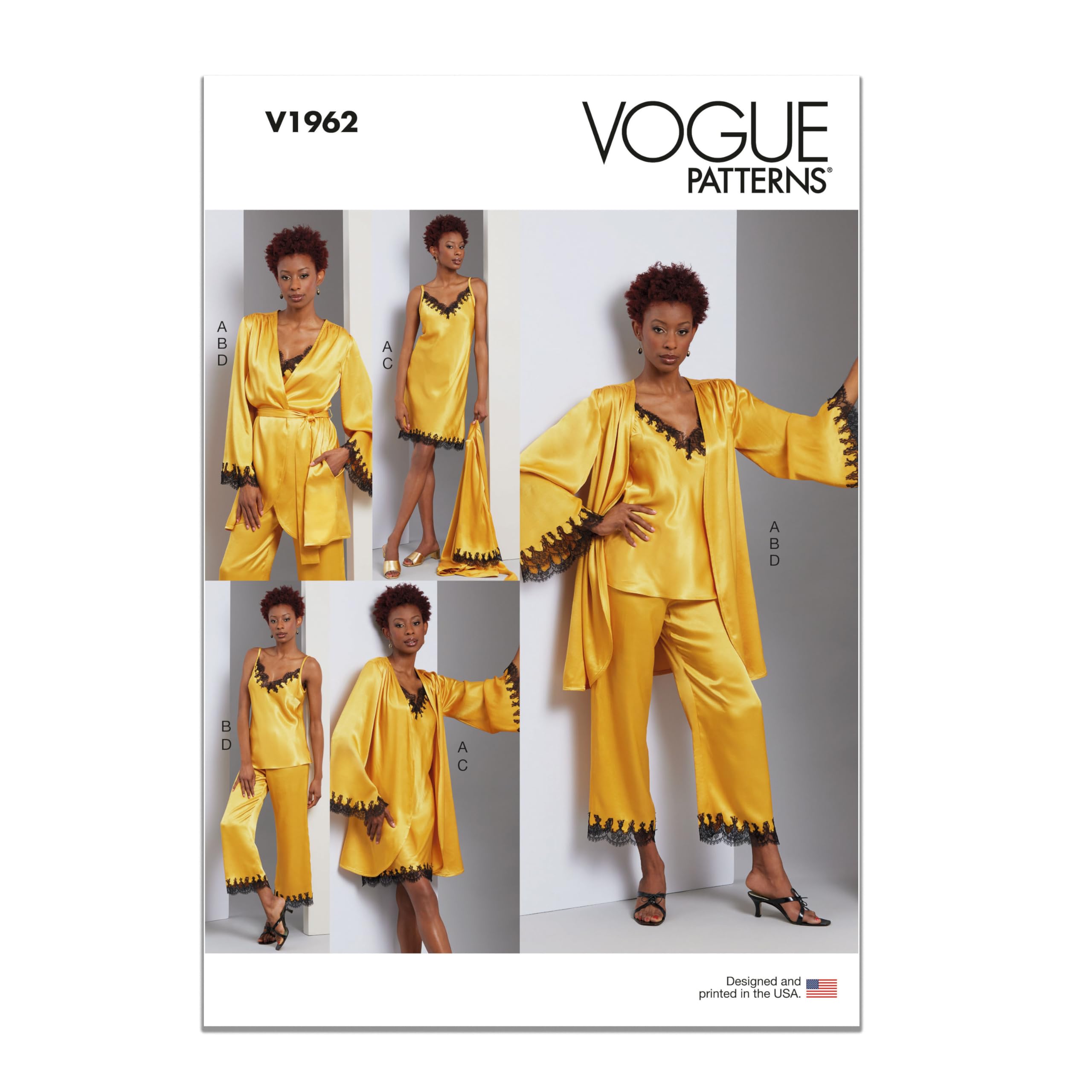 Vogue V1962A5 Misses' Robe, Camisole, Slip Dress and Pants A5(6-8-10-12-14)