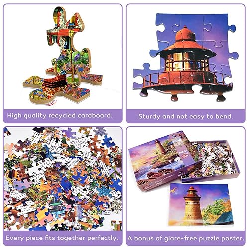 HUADADA 1000 Piece Autumn Village Puzzle - Adult Jigsaw Puzzle With Poster