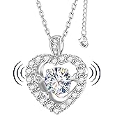 HMJ Diamond Floating Necklace for Women,1Carat Moissanite Dancing Heart Pendant,Lab Diamond Heart Jewelry Love You Necklace Gift for Mother's Day Wife Mom