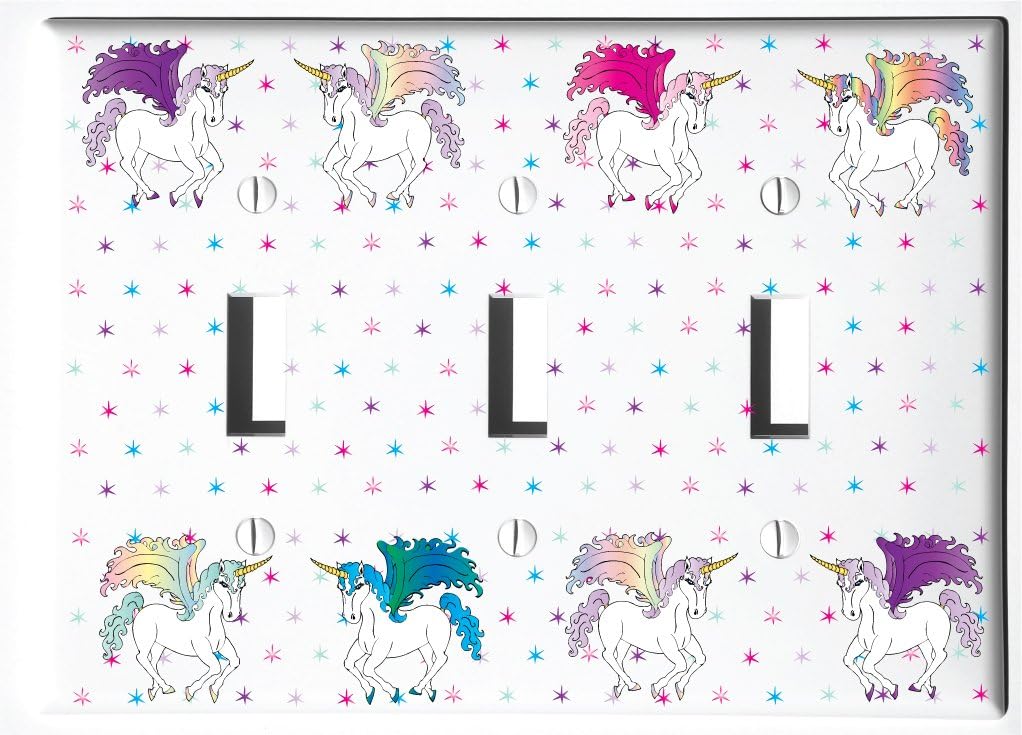 Unicorn Horse Light Switch Plate And Outlet Covers Unicorn Pony Children S Room Decor Triple Toggle