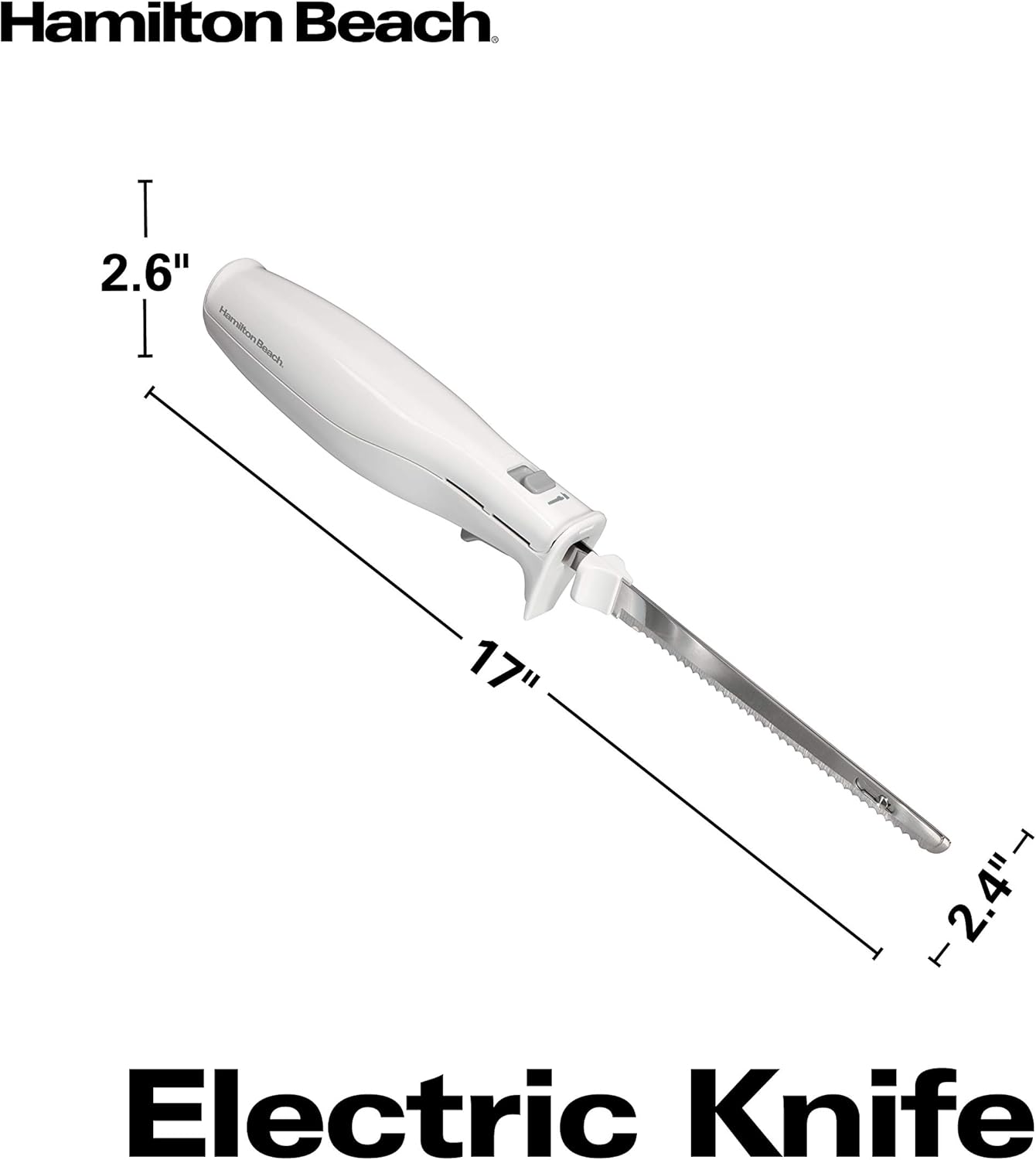 Hamilton Beach Electric Knife for Carving Meats, Poultry, Bread, Crafting Foam & More, Storage Case & Serving Fork Included, White: Electric Knives: Kitchen & Dining