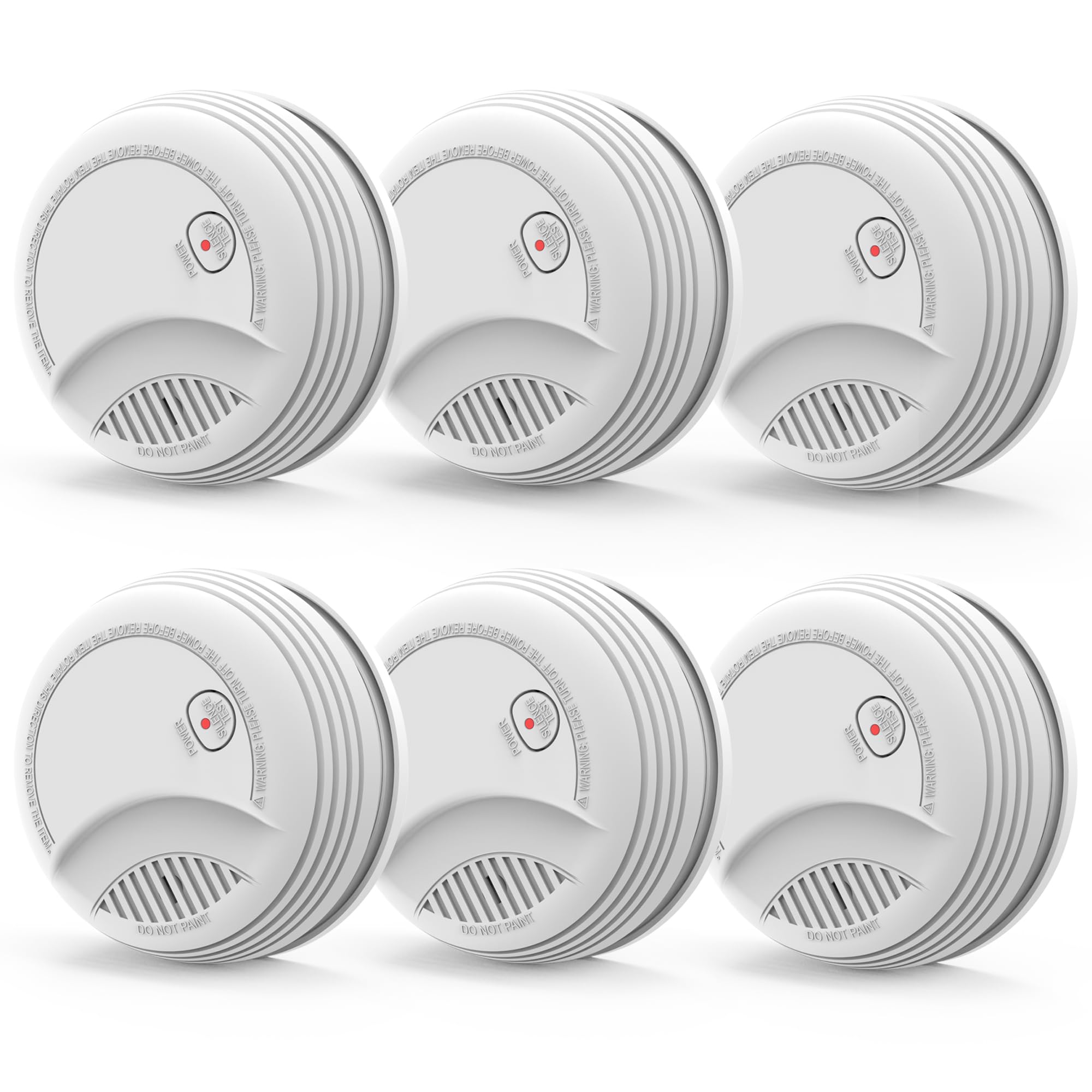 Photo 1 of Fire Alarms Smoke Detectors, Photoelectric Sensor Smoke Alarm Battery Operated, Fire Alarm with Test Button & Low Battery Signal, LED Warning Light 85 dB Alarm Sound for Bedroom and Home, 6 Pack
