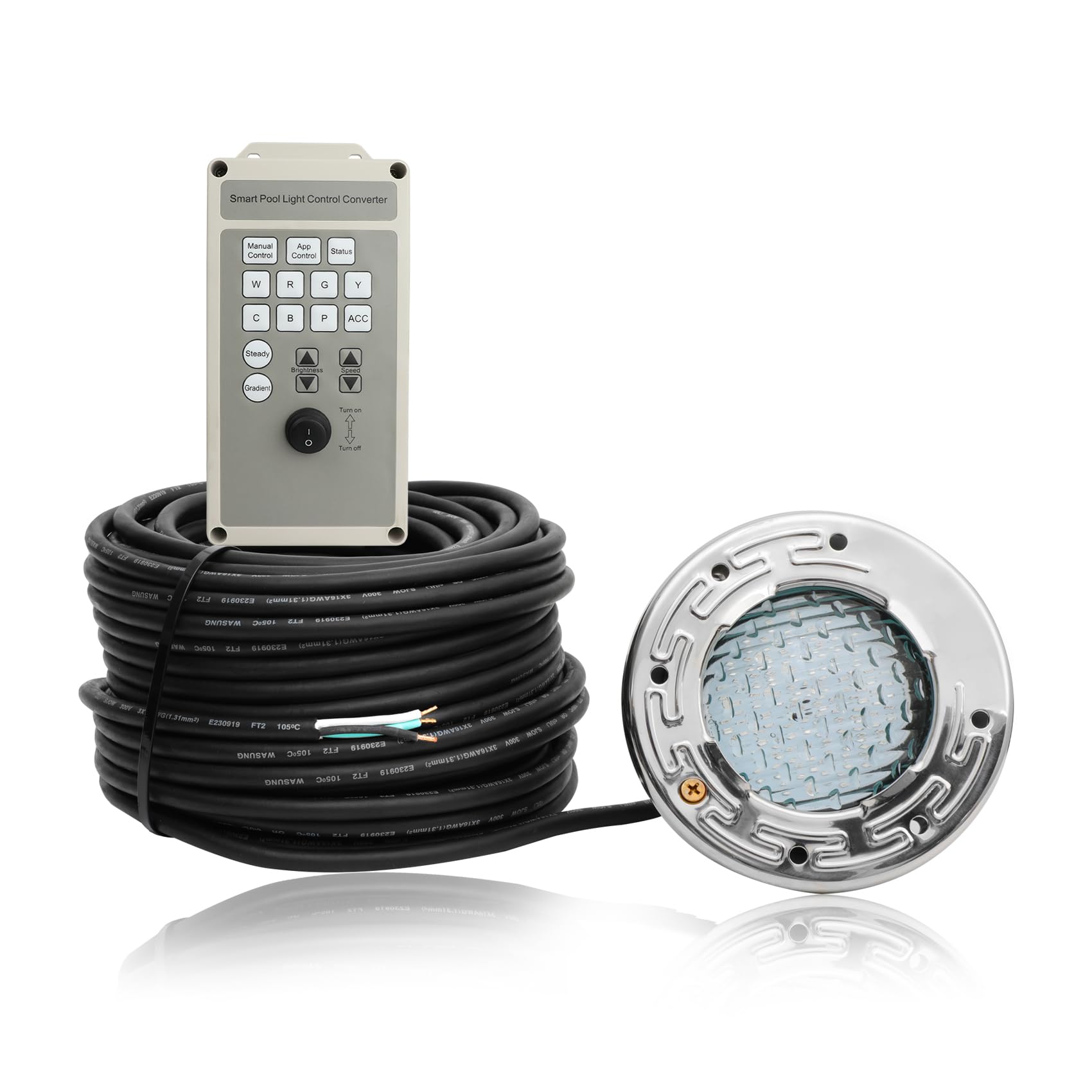 Photo 1 of 6 Inch Spa Lights with Transform Controller for Inground Pool, AC120V LED Spa Light for Inground Pool, 50FT 6 Inch Color Changing Pool Lights, Underwater Swimming Pool Light for Pools and Spa
