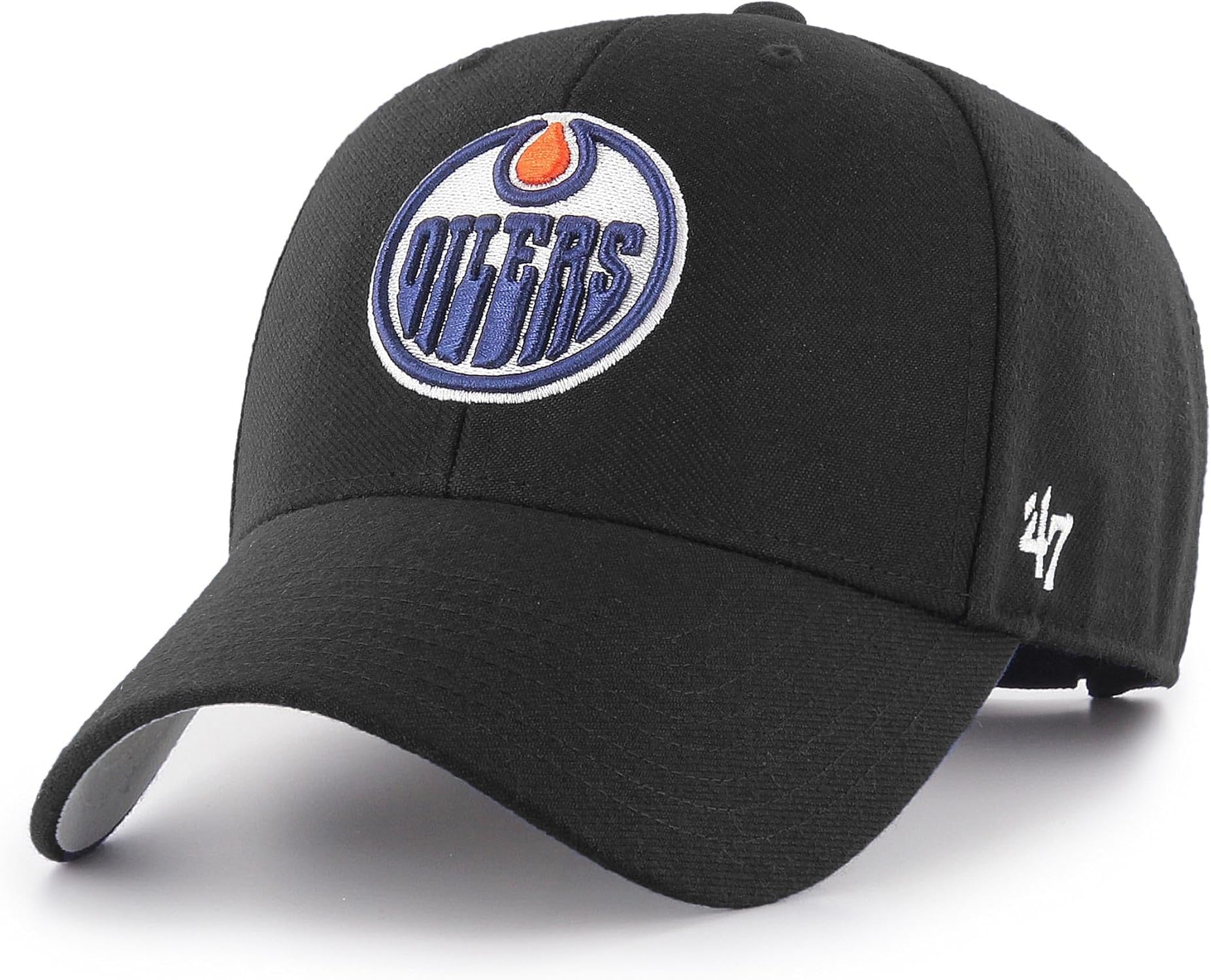 Photo 1 of 47 NHL Team Color Alternate Primary Logo MVP Adjustable Cap Hat, Adult One Size Fits All - Edmonton Oilers Black