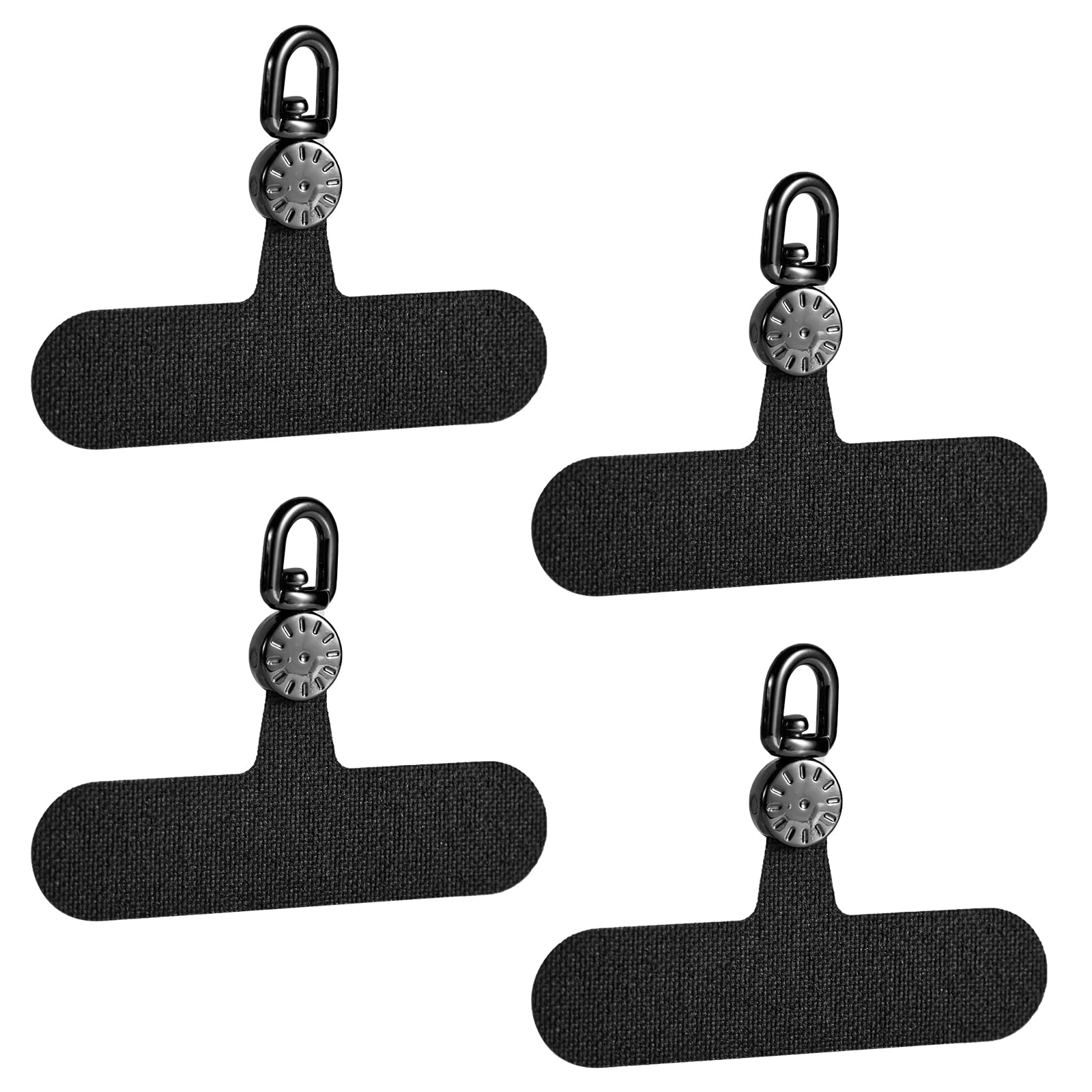 NQEUEPN 4 Pcs Phone Lanyard with Patch, Rotatable Tab Strap, Compatible with iPhone and Other Mobile Phones (Black)