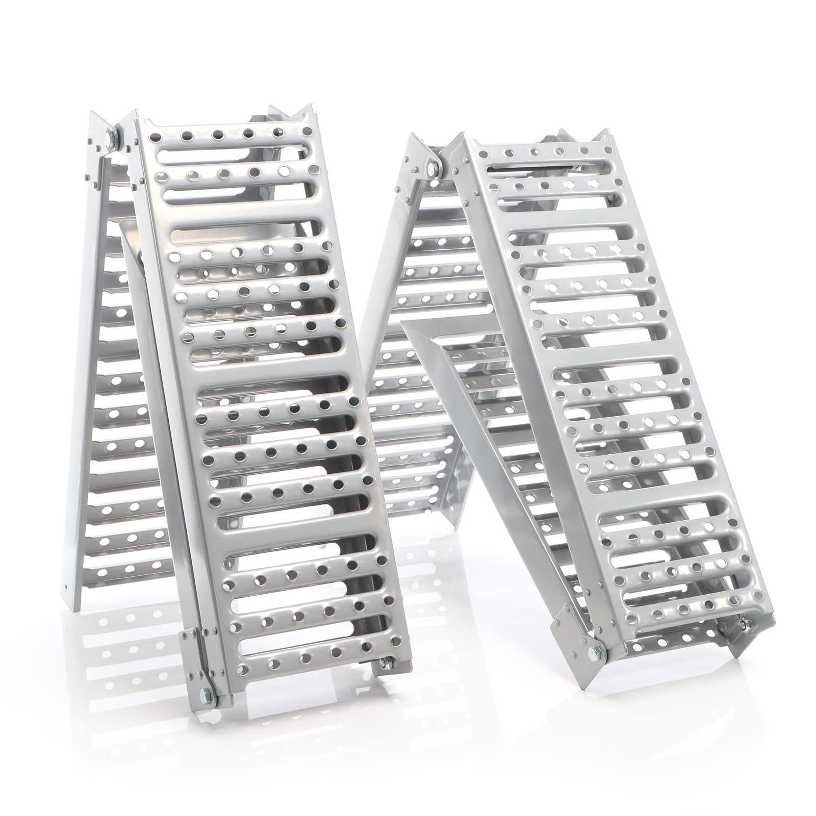 XPOtool 2X Auffahrrampe max. 800 kg 3-Fach klappbar 195,5 cm für Motorrad ATV Quad, Stahl Auffahrschiene faltbar, Verladerampe rutschsicher 2